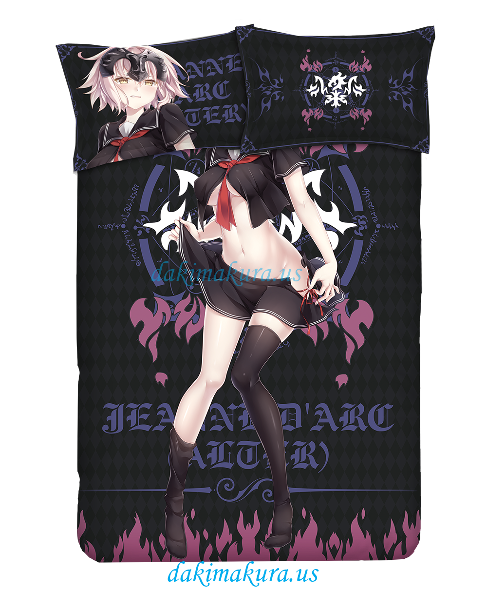 Jeanne d'Arc-Fate Grand order Anime 4 Pieces Bedding Sets,Bed Sheet Duvet Cover with Pillow Covers